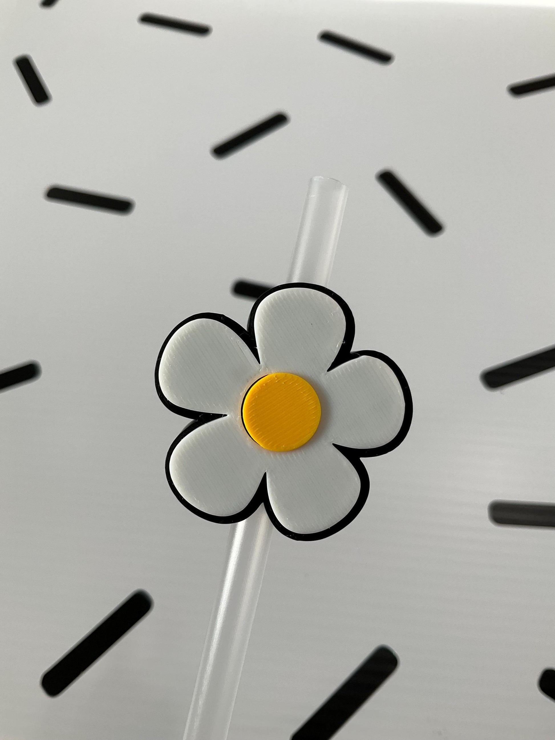 3D Printed Daisy Straw Topper: Reusable Floral Cup Charm