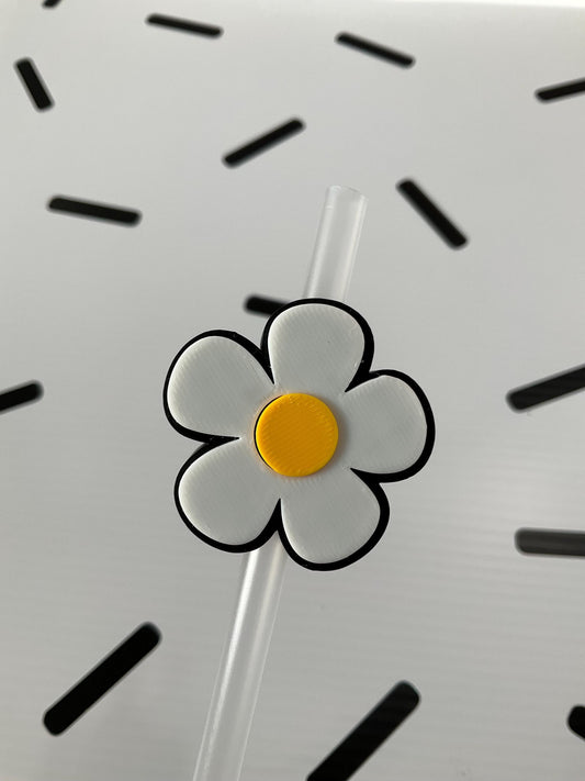 3D Printed Daisy Straw Topper: Reusable Floral Cup Charm