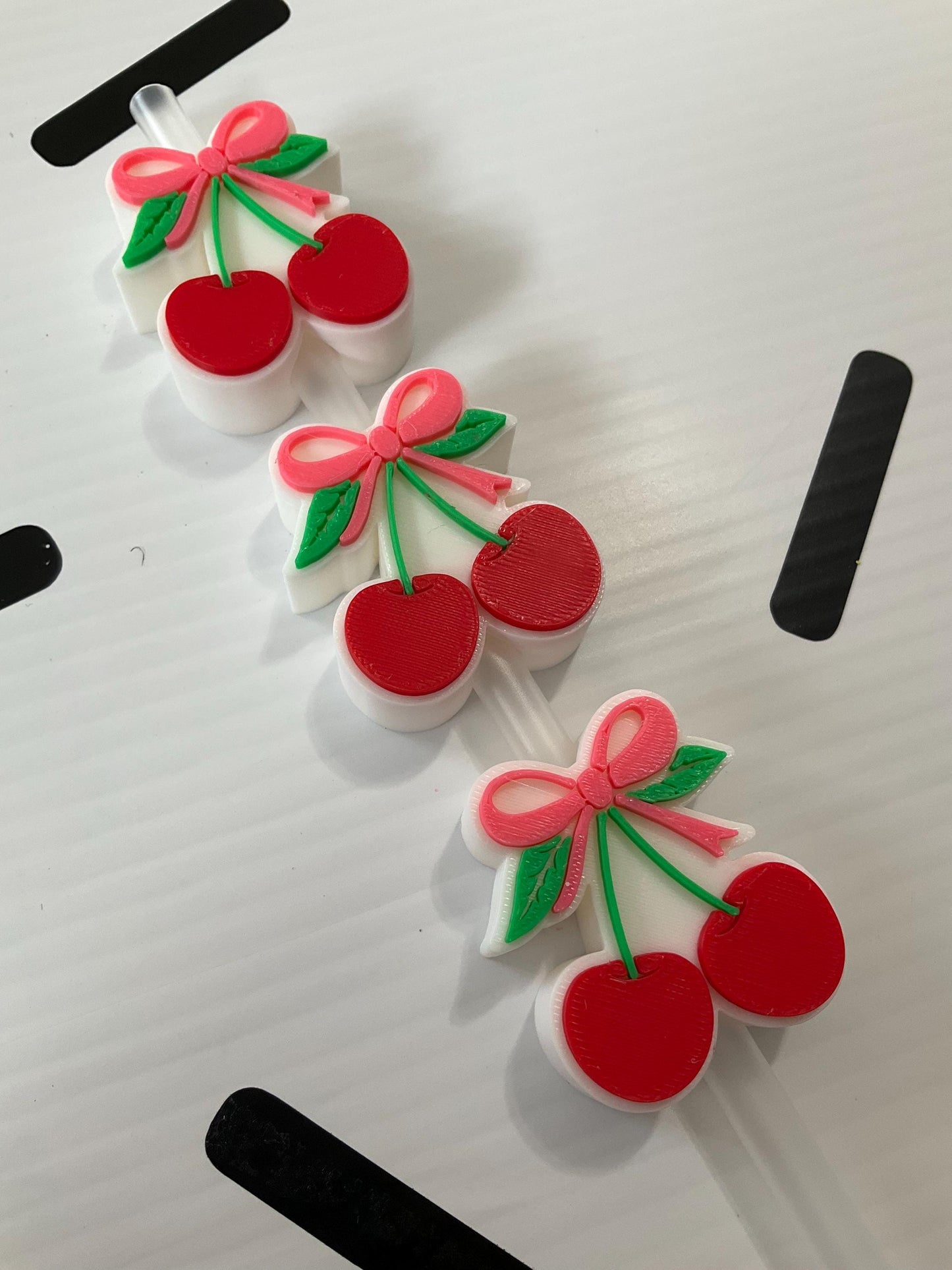 Coquette Cherries Straw Topper: 3D Printed Tumbler Charm
