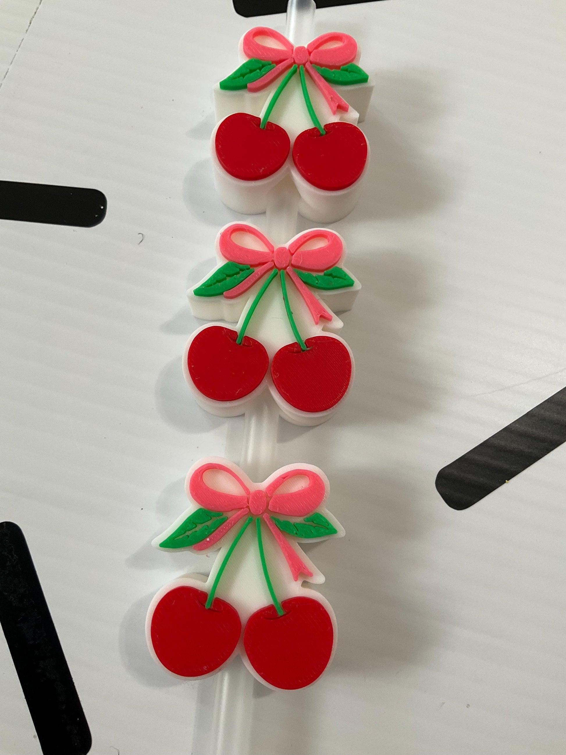 Coquette Cherries Straw Topper: 3D Printed Tumbler Charm