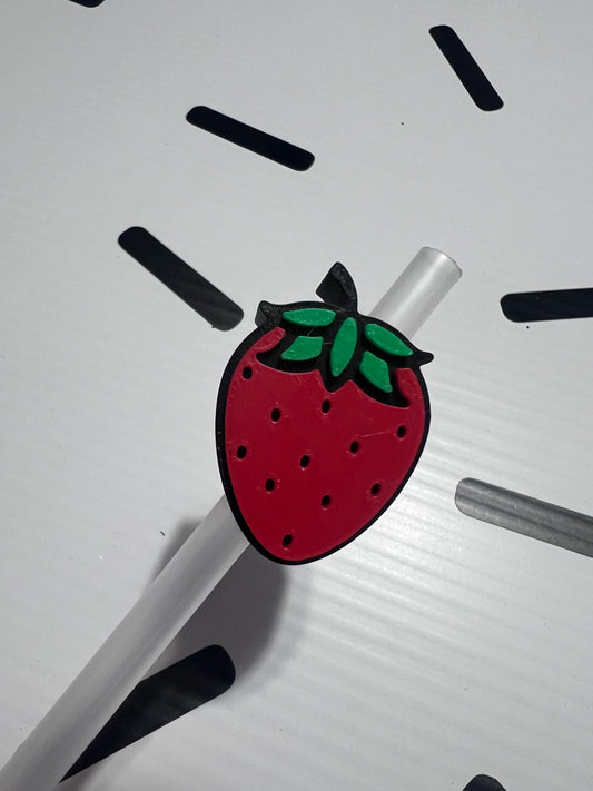 3D Printed Strawberry Straw Topper: Kawaii Tumbler Accessory