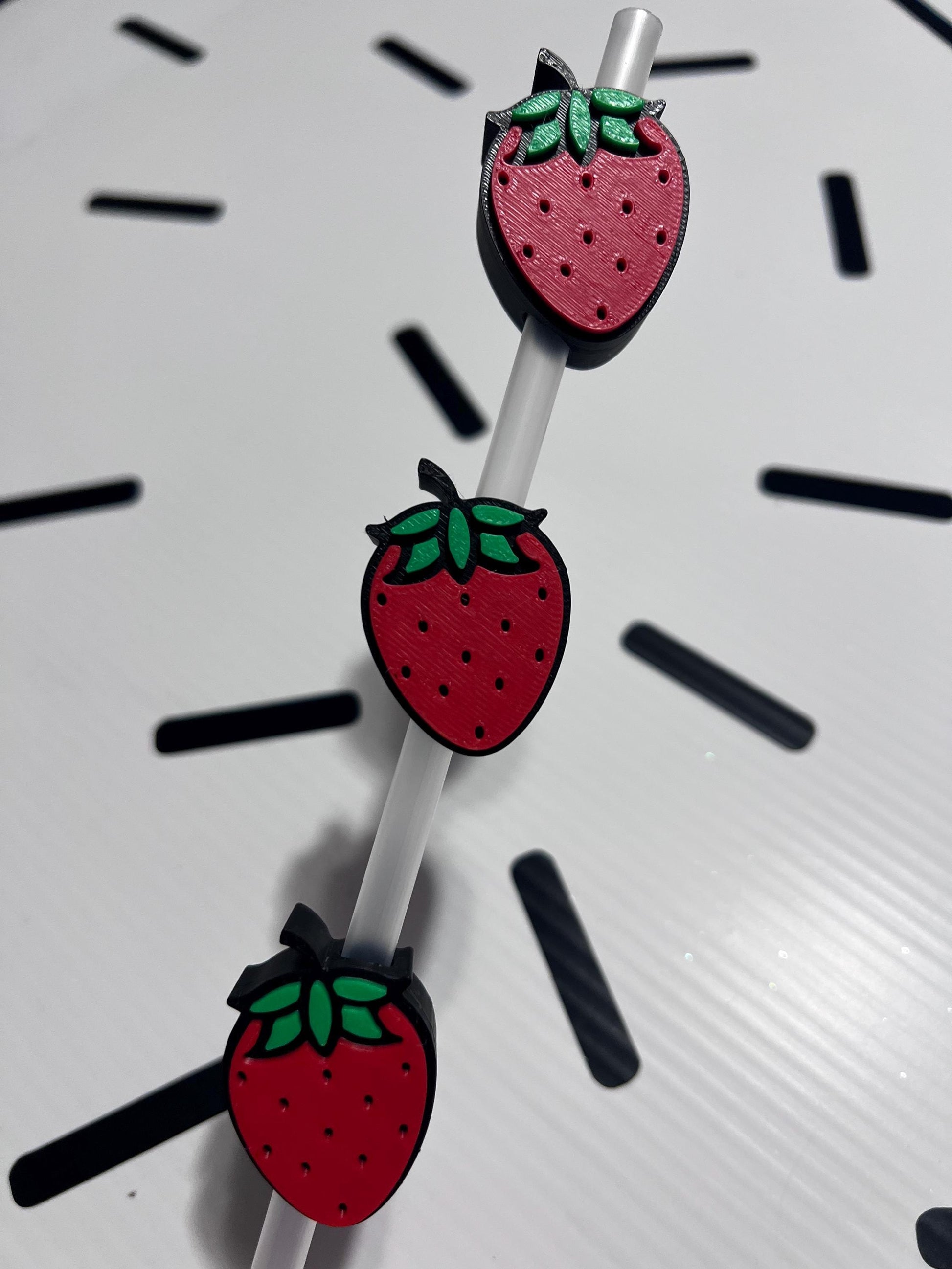 3D Printed Strawberry Straw Topper: Kawaii Tumbler Accessory