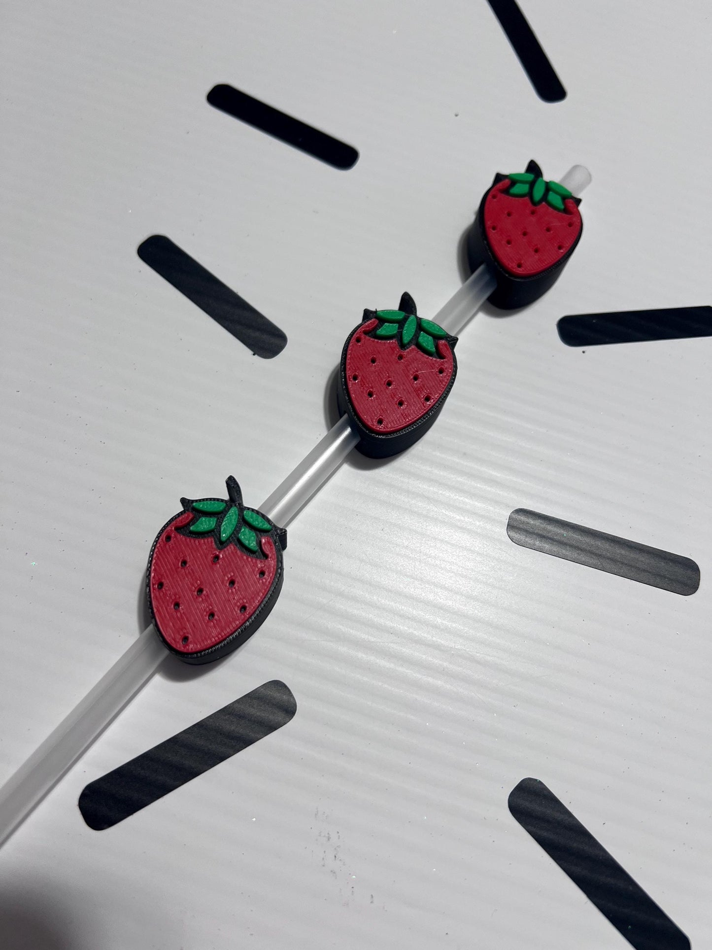 3D Printed Strawberry Straw Topper: Kawaii Tumbler Accessory