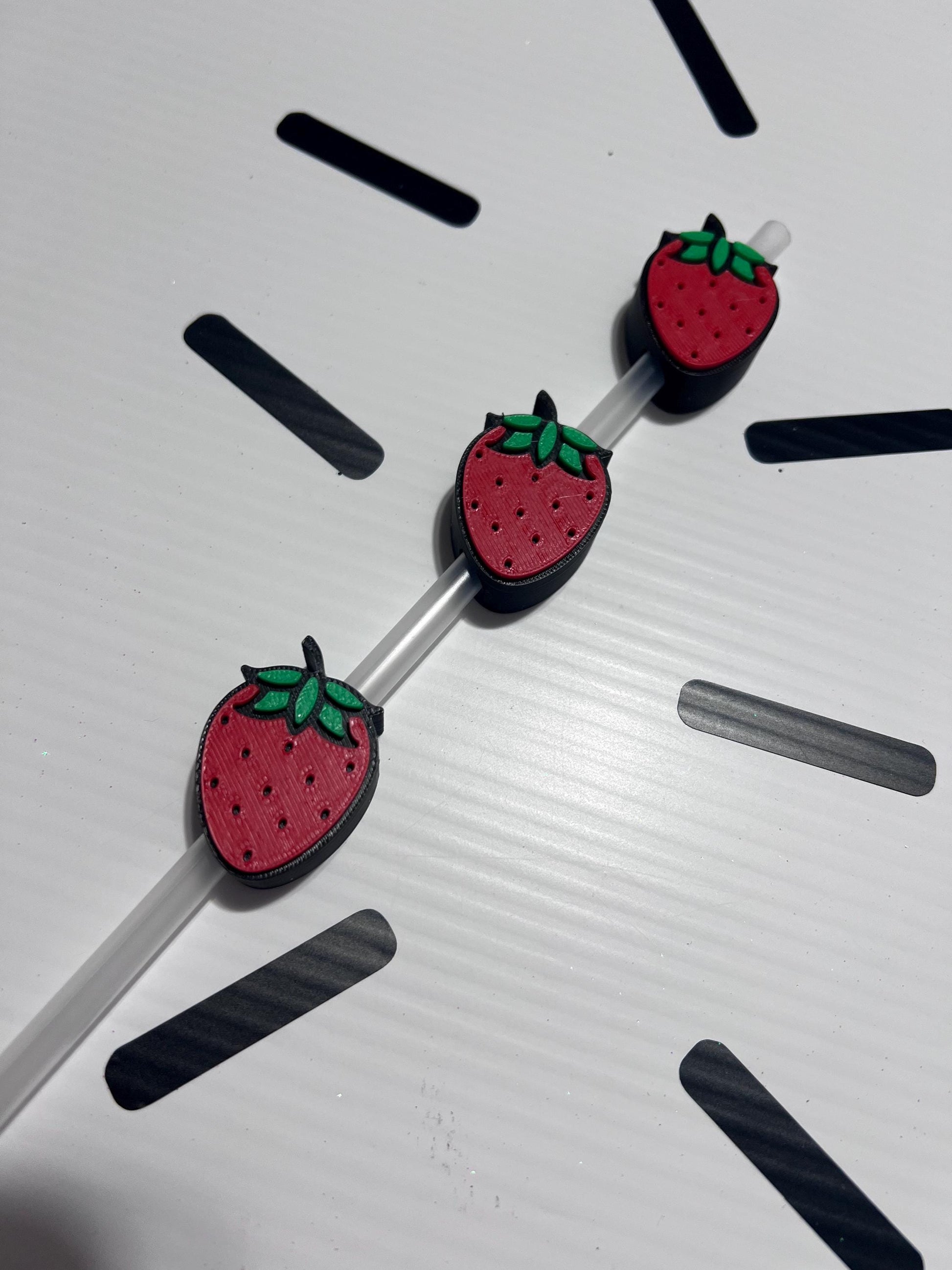 3D Printed Strawberry Straw Topper: Kawaii Tumbler Accessory