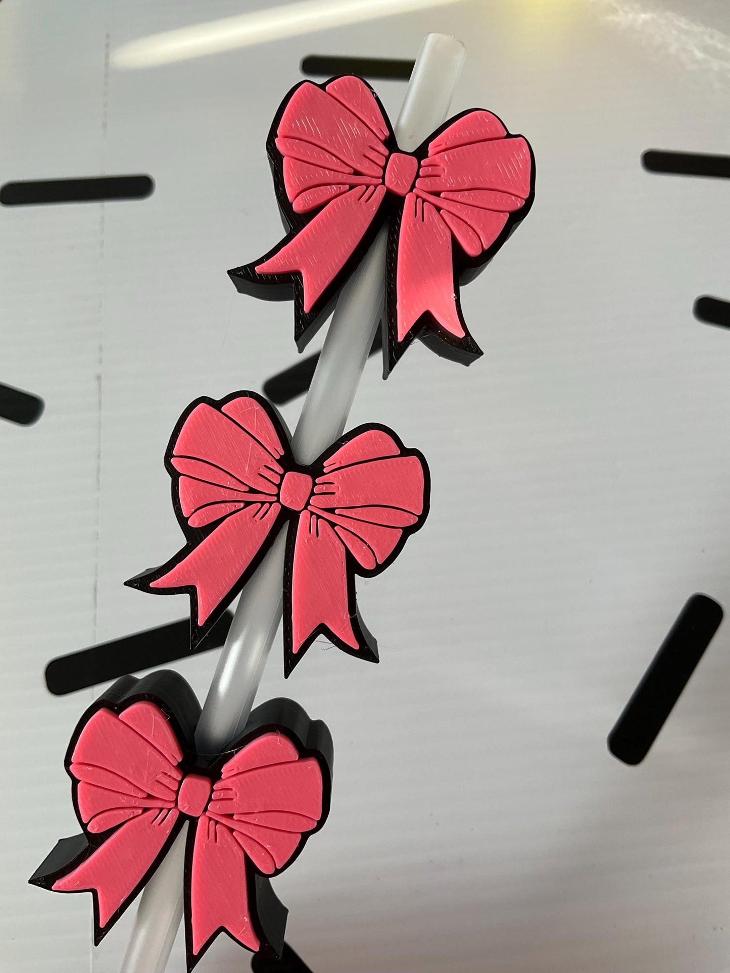 Red or Pink Bow Straw Topper | Cute Tumbler Straw Charm | Coquette Aesthetic Drink Accessory | Reusable Cup Decor | Girly Gift Idea by Lina Loves Two, handmade in Los Angeles CA