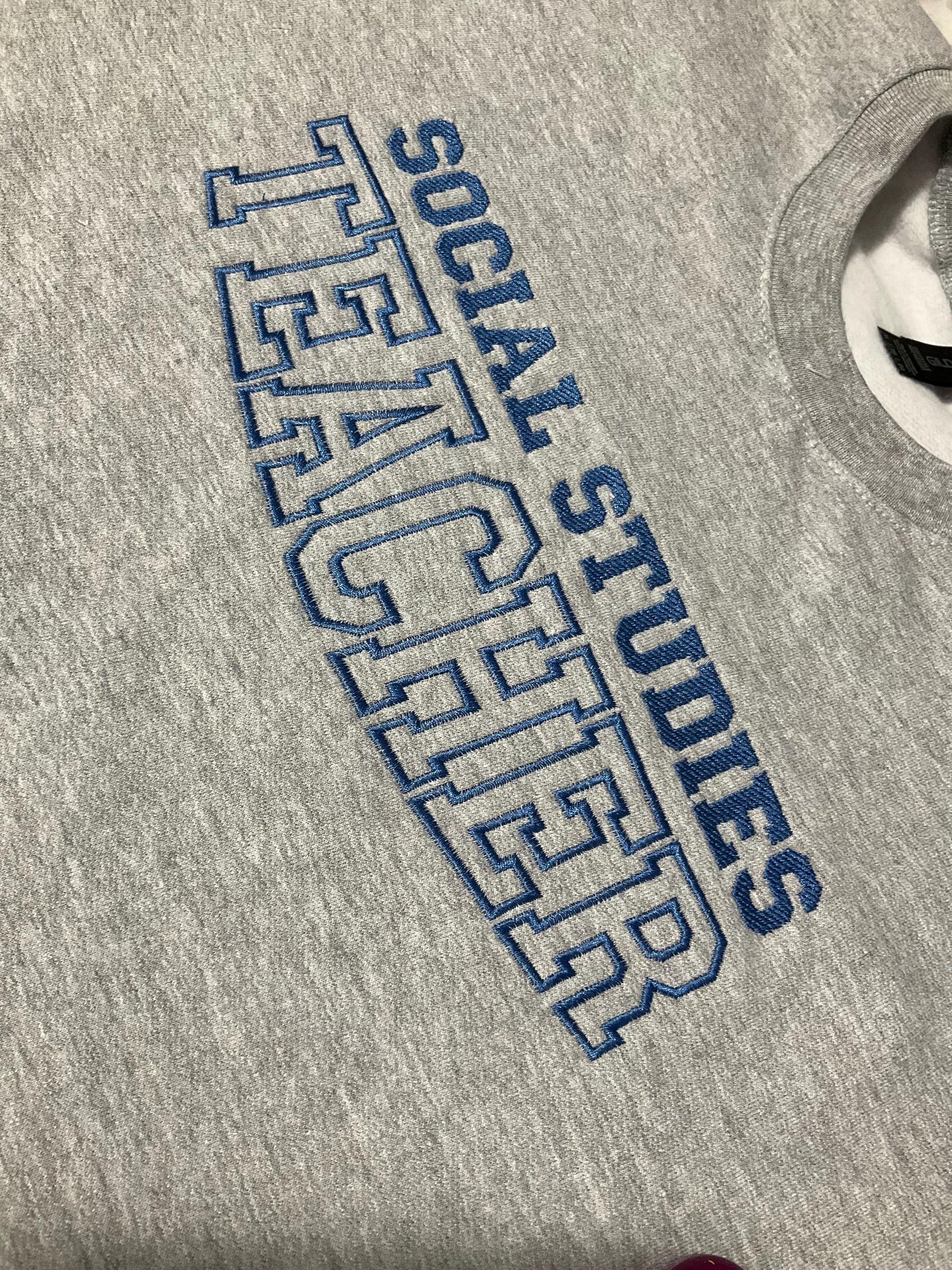 Custom Embroidered Teacher Sweatshirt: Personalized Subject Crewneck