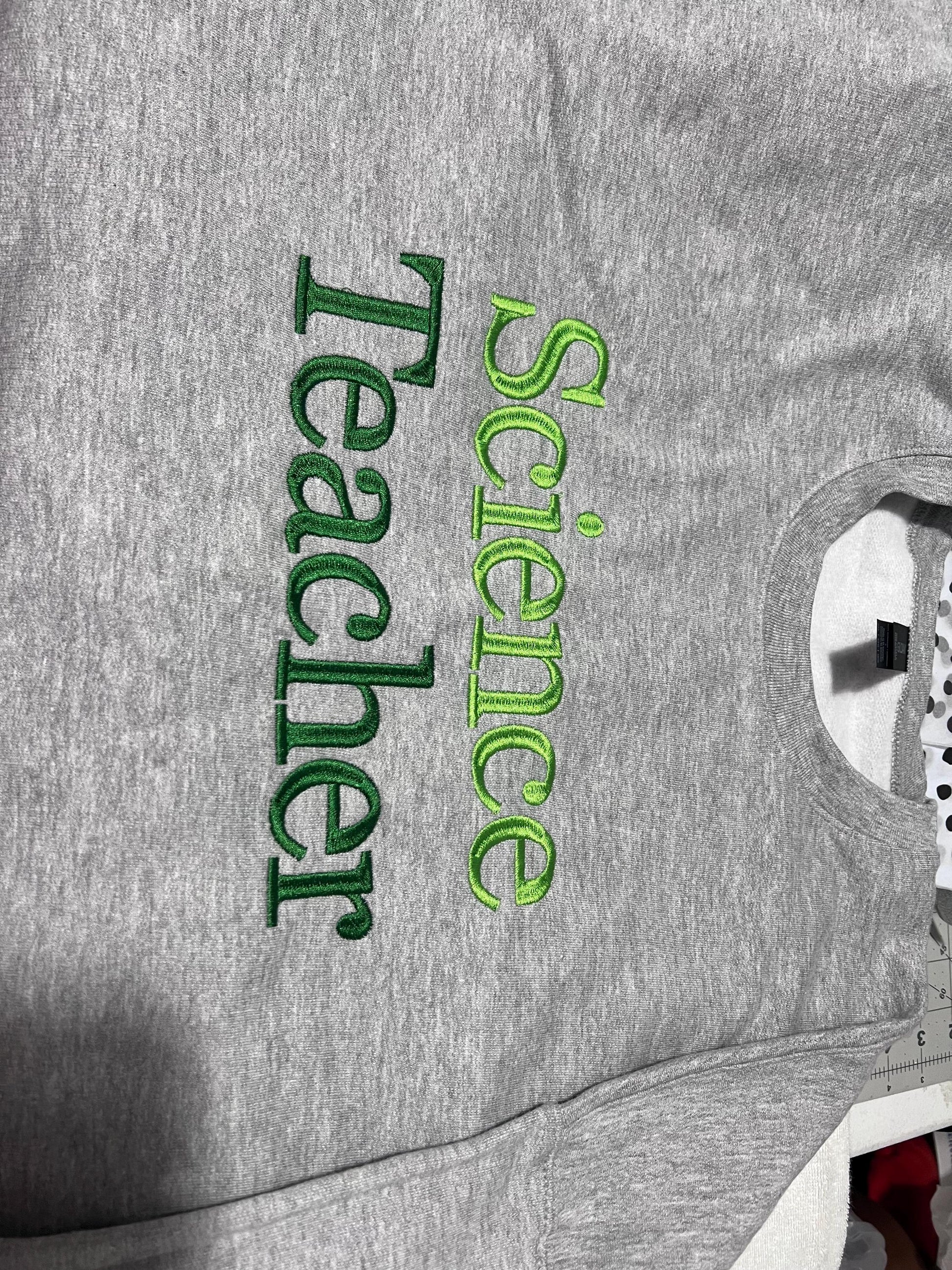Custom Embroidered Teacher Subject Sweatshirt: Personalized Crewneck