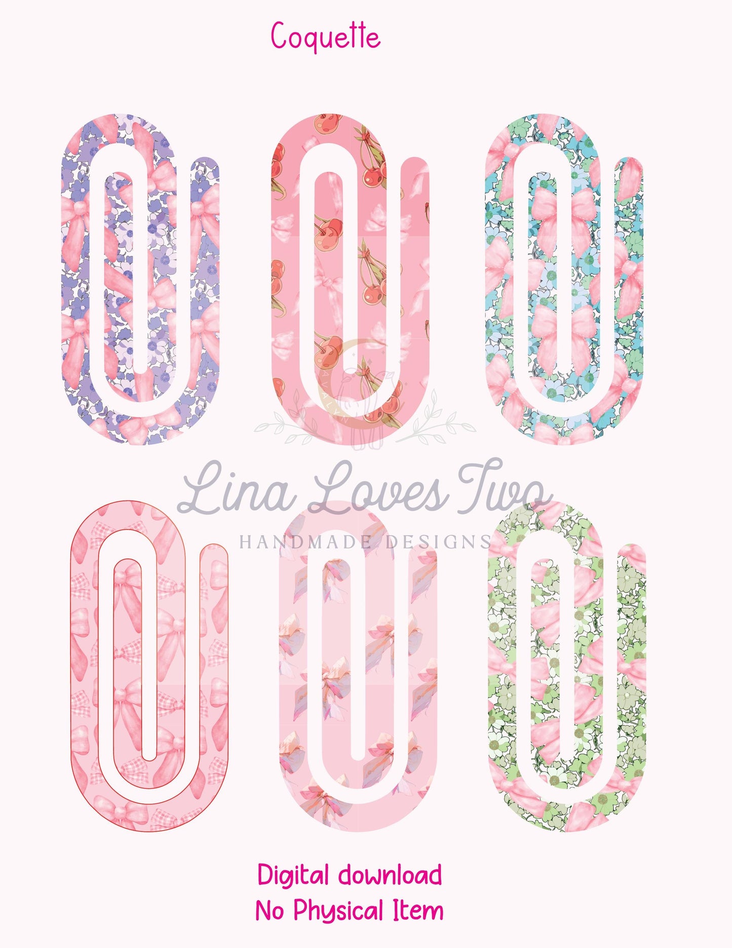 Coquette Jumbo Paperclip PNG: Sublimation Clipart (Digital Download)