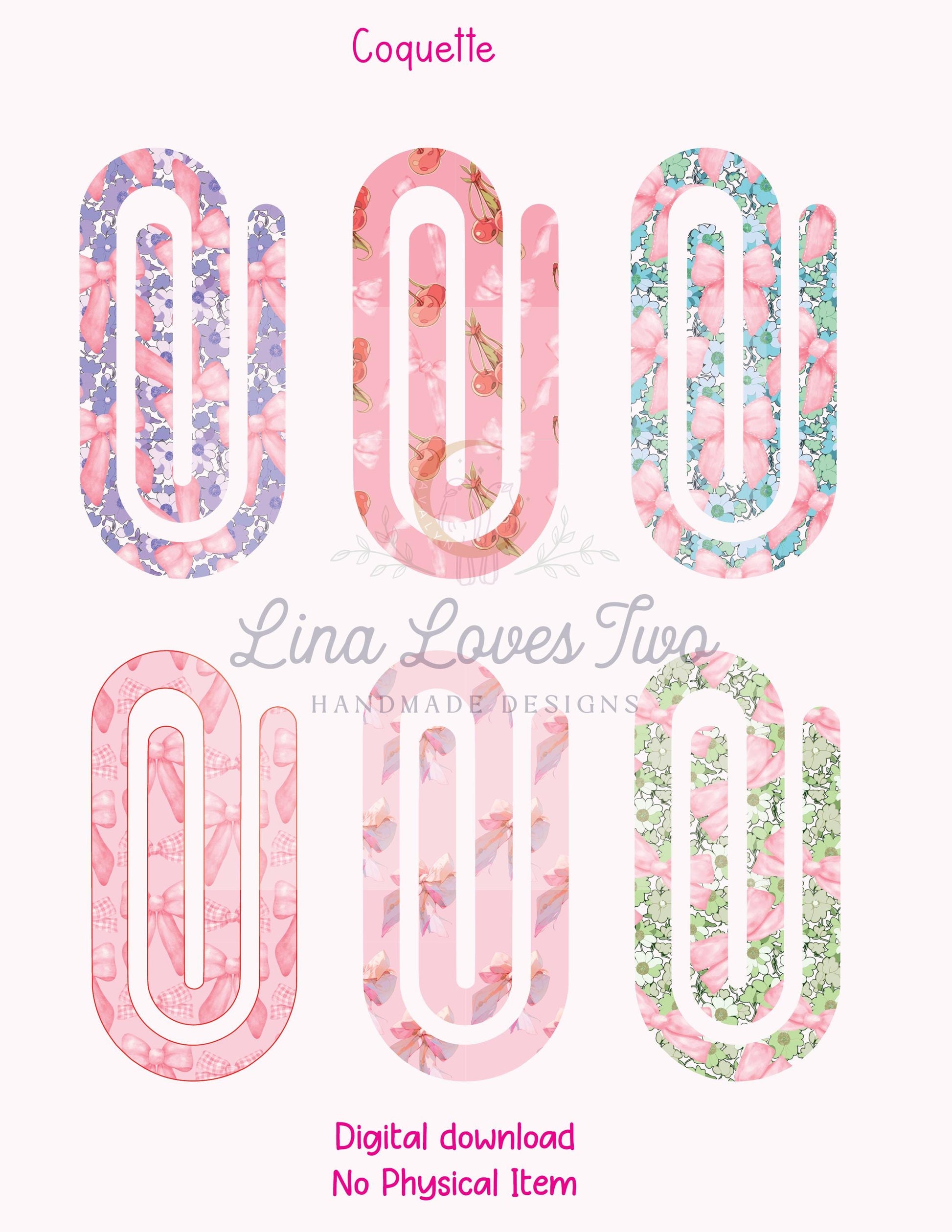 Coquette Jumbo Paperclip PNG: Sublimation Clipart (Digital Download)