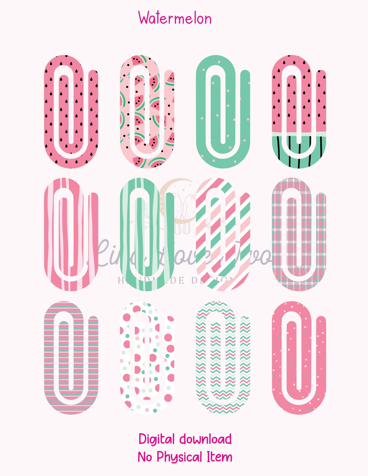 Watermelon Paperclip PNG: Jumbo Sublimation Clipart (Digital Download)