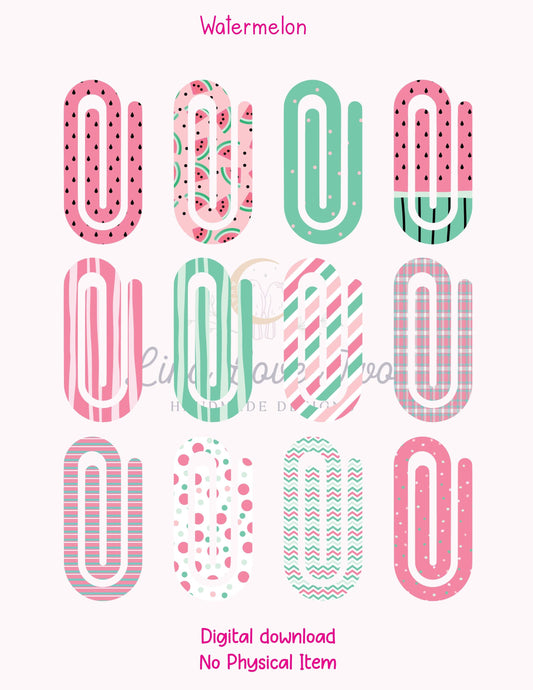 Watermelon Paperclip PNG: Jumbo Sublimation Clipart (Digital Download)