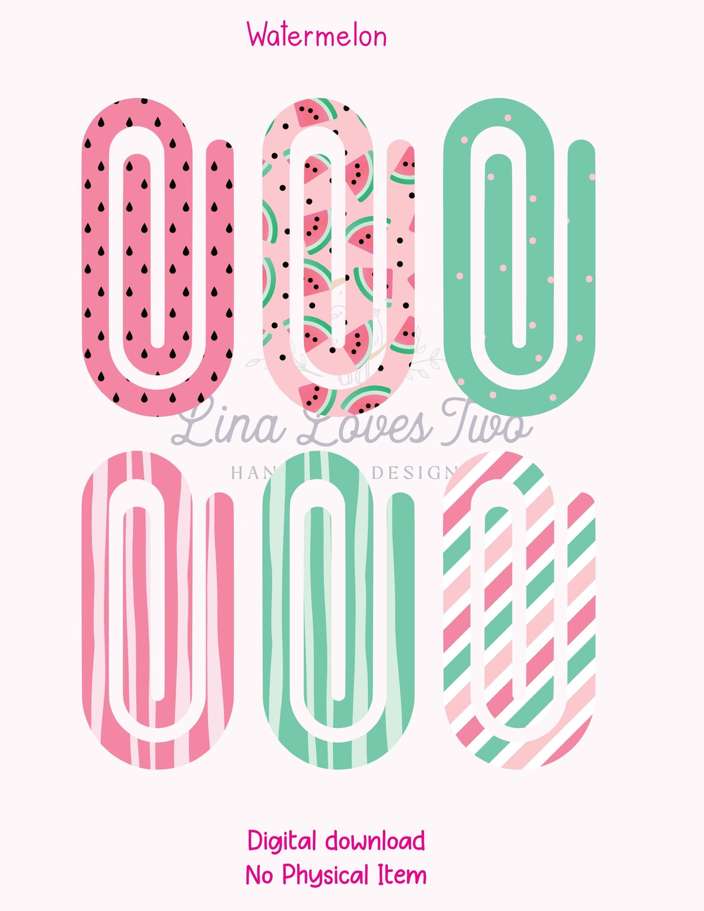 Watermelon Paperclip PNG: Jumbo Sublimation Clipart (Digital Download)