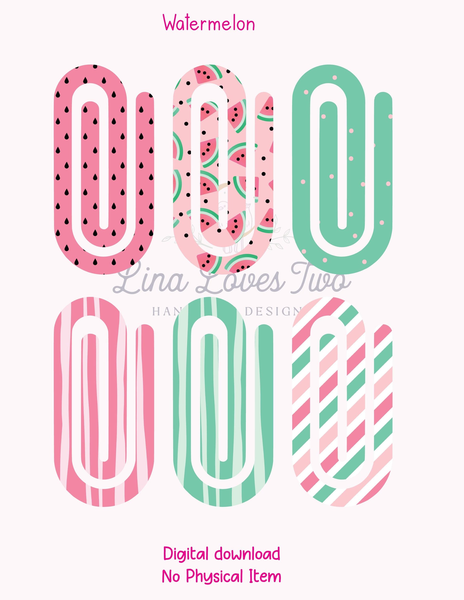 Watermelon Paperclip PNG: Jumbo Sublimation Clipart (Digital Download)