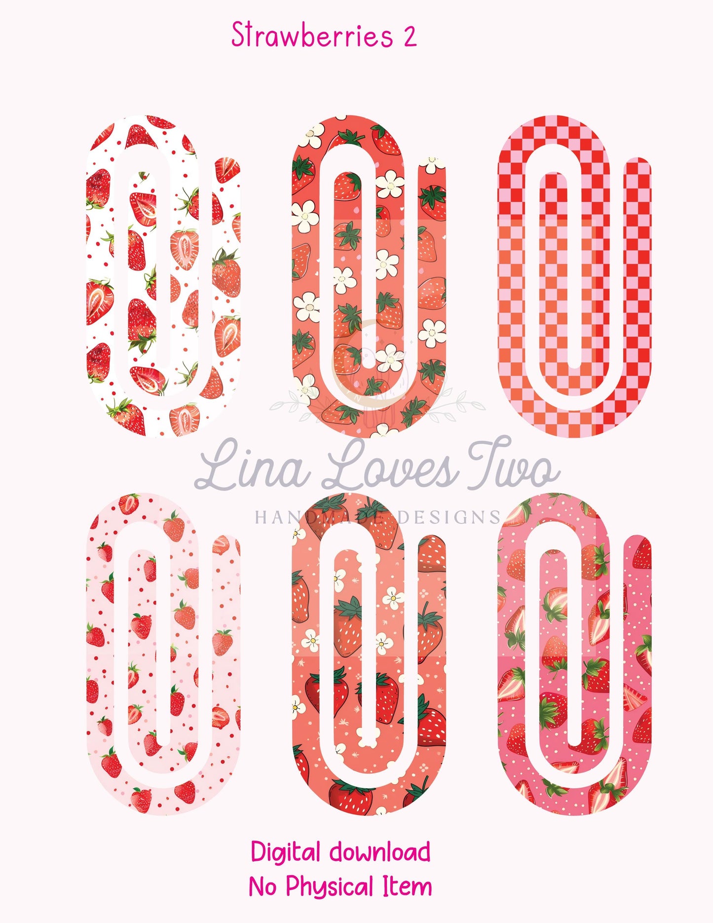 Strawberry Jumbo Paperclip PNG: Sublimation Clipart (Digital Download)