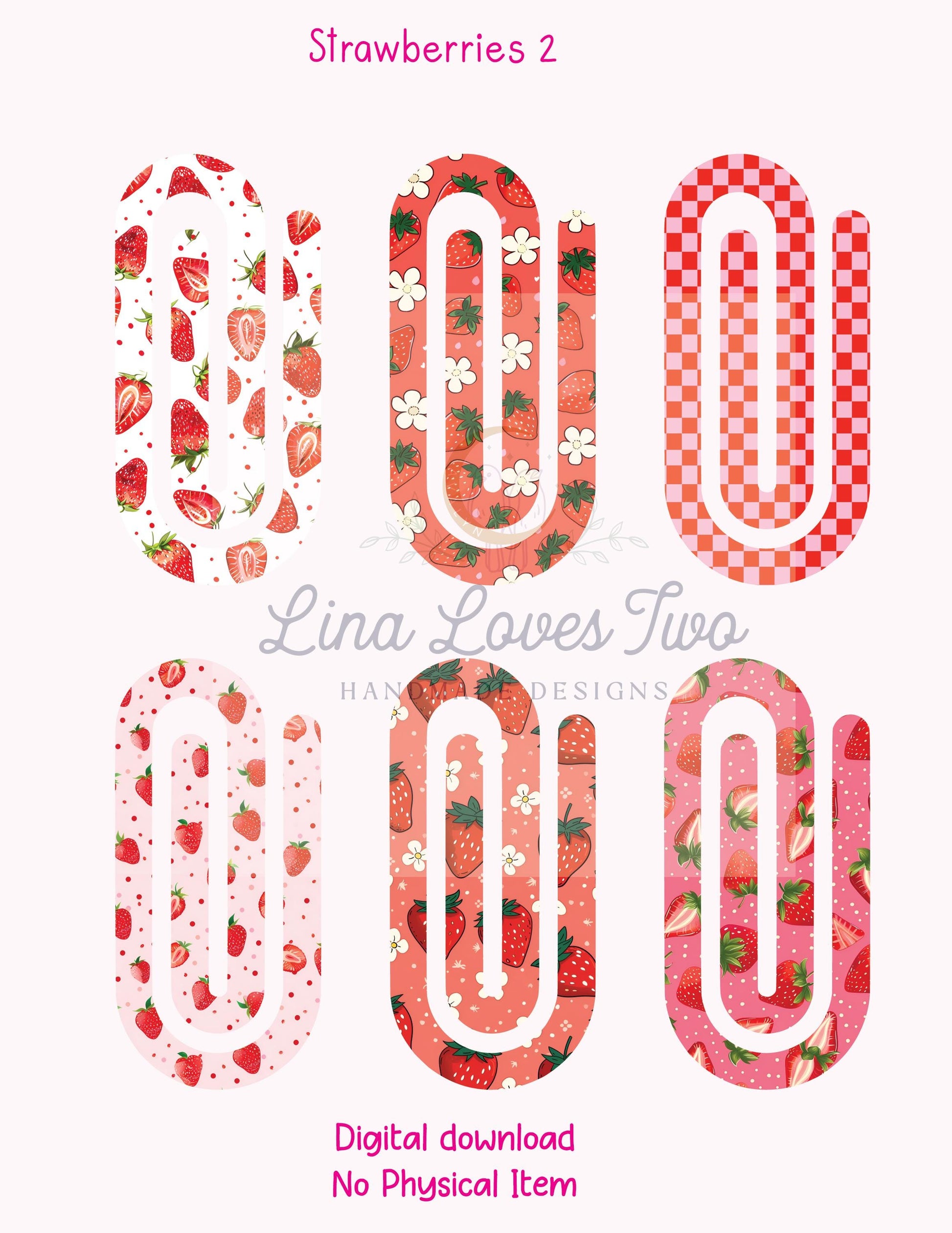 Strawberry Jumbo Paperclip PNG: Sublimation Clipart (Digital Download)