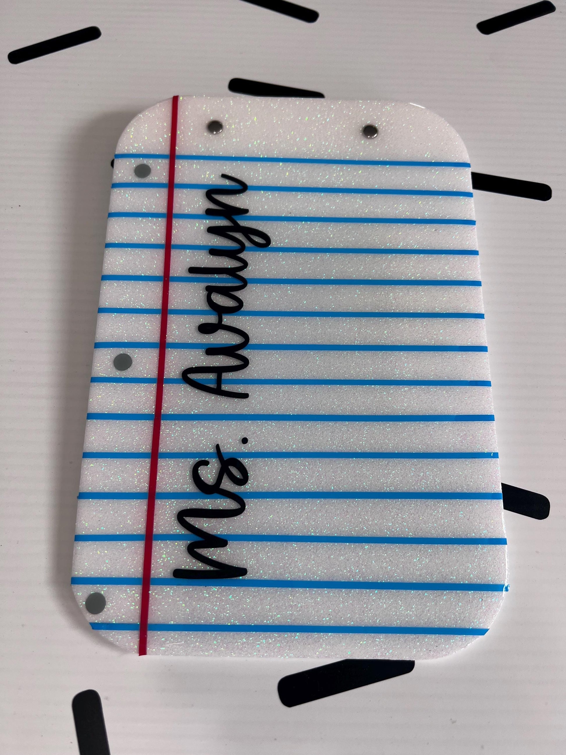 Personalized Glitter Memo Clipboard: Teacher Appreciation Gift (6x10")