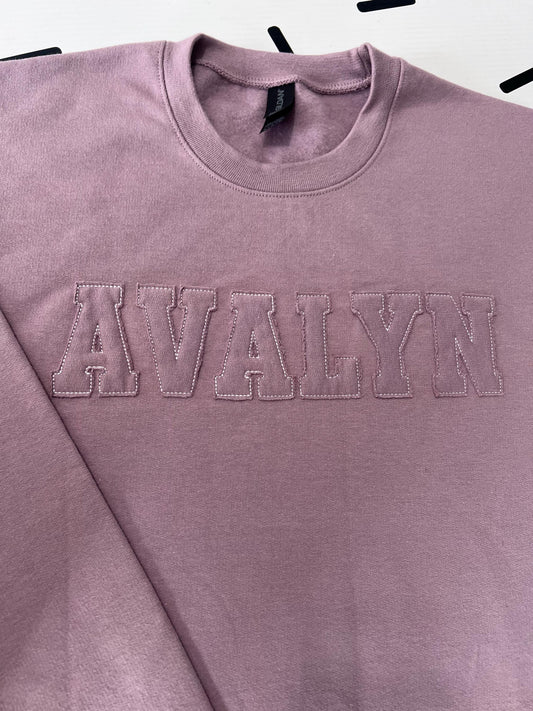 Custom Embroidered Appliqué Crewneck: Personalized Varsity Sweatshirt