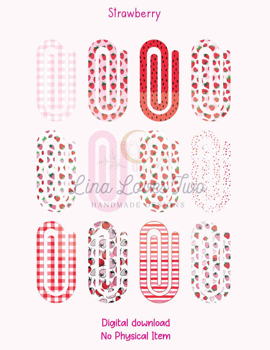 Strawberry Paperclip PNG: Jumbo Sublimation Design (Digital Download)
