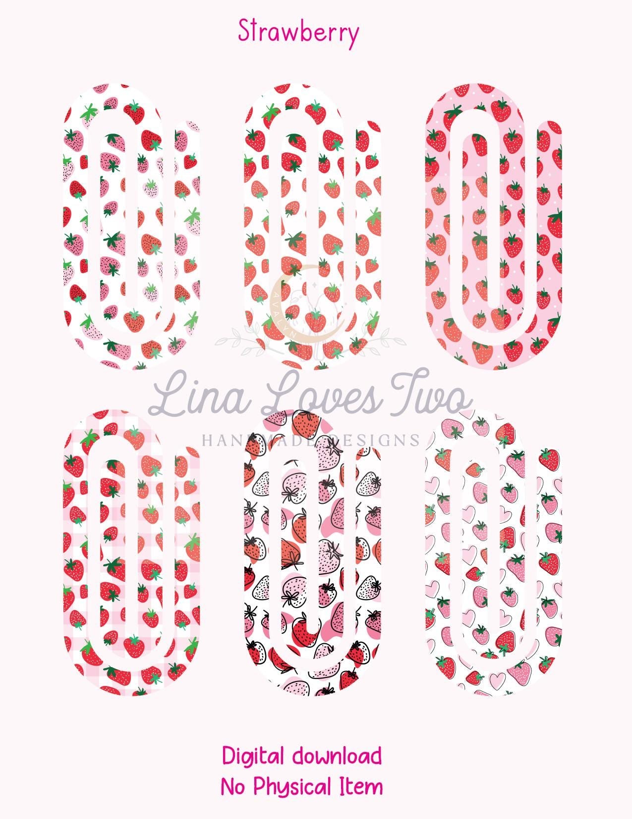 Strawberry Paperclip PNG: Jumbo Sublimation Design (Digital Download)