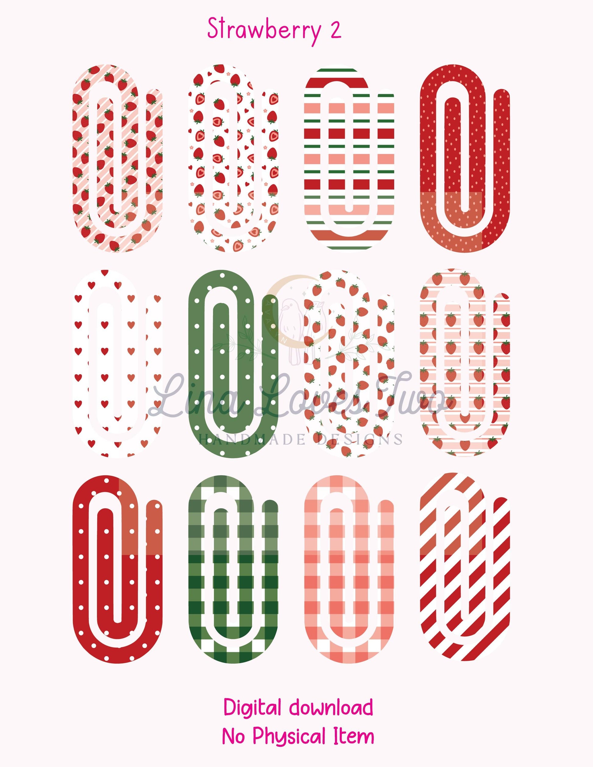 Strawberry Jumbo Paperclip PNG: Sublimation Designs (Digital Download)