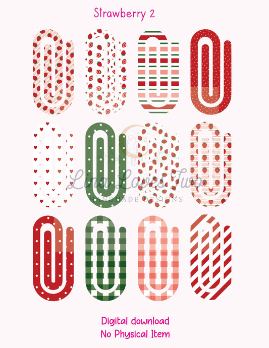 Strawberry Jumbo Paperclip PNG: Sublimation Designs (Digital Download)