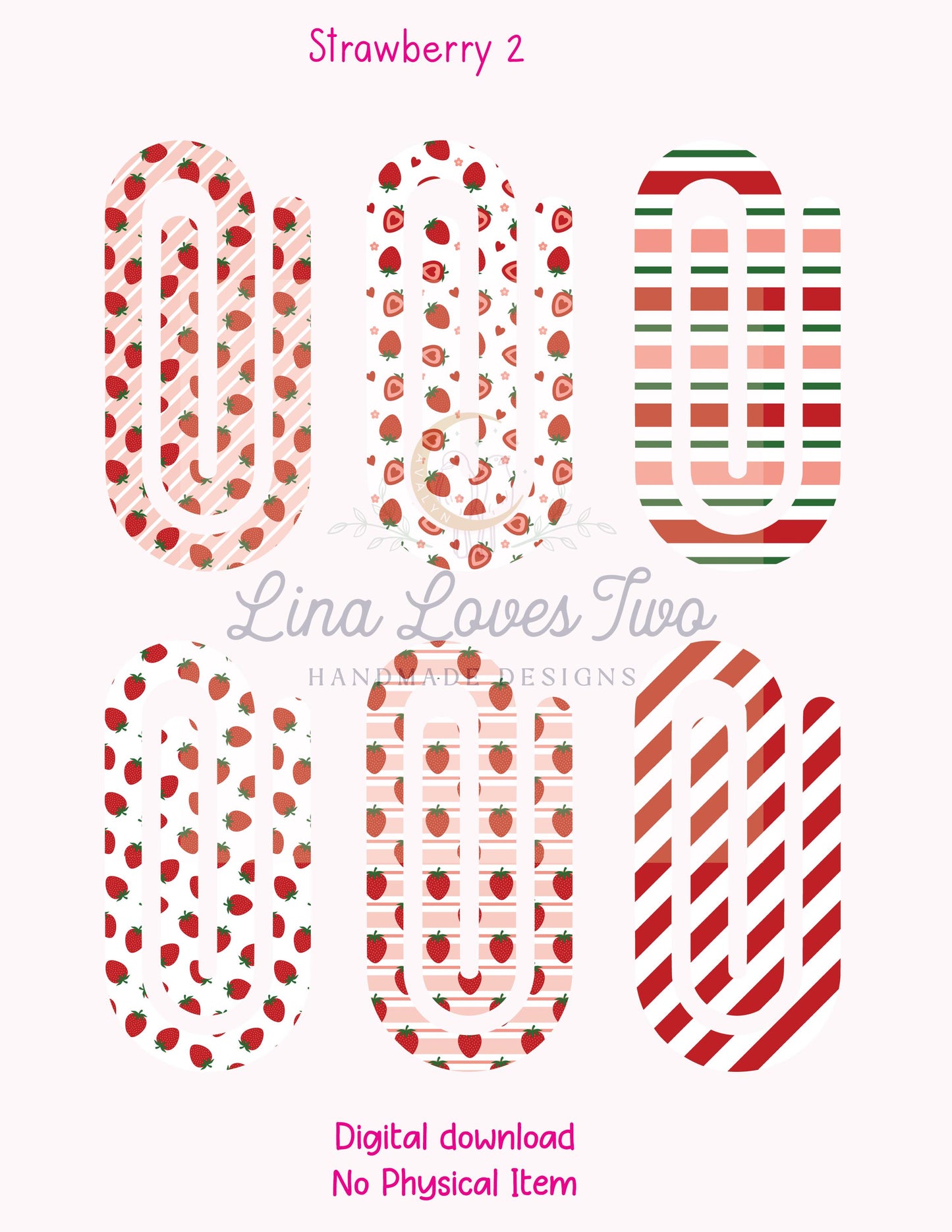 Strawberry Jumbo Paperclip PNG: Sublimation Designs (Digital Download)