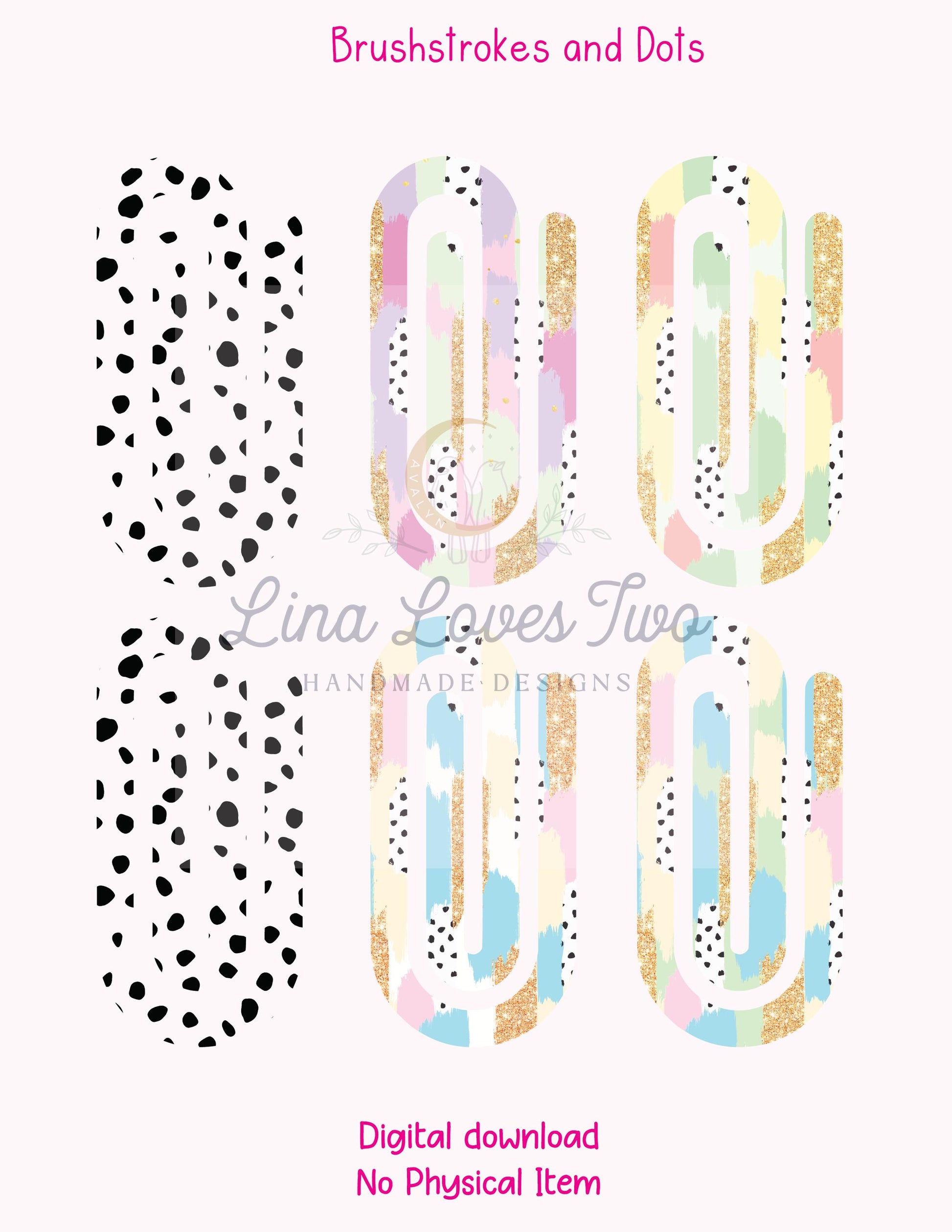 Brushstrokes Dots Paperclip PNG: Sublimation Clipart (Digital Download)