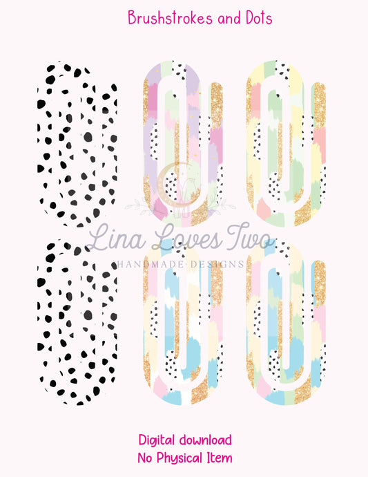 Brushstrokes Dots Paperclip PNG: Sublimation Clipart (Digital Download)