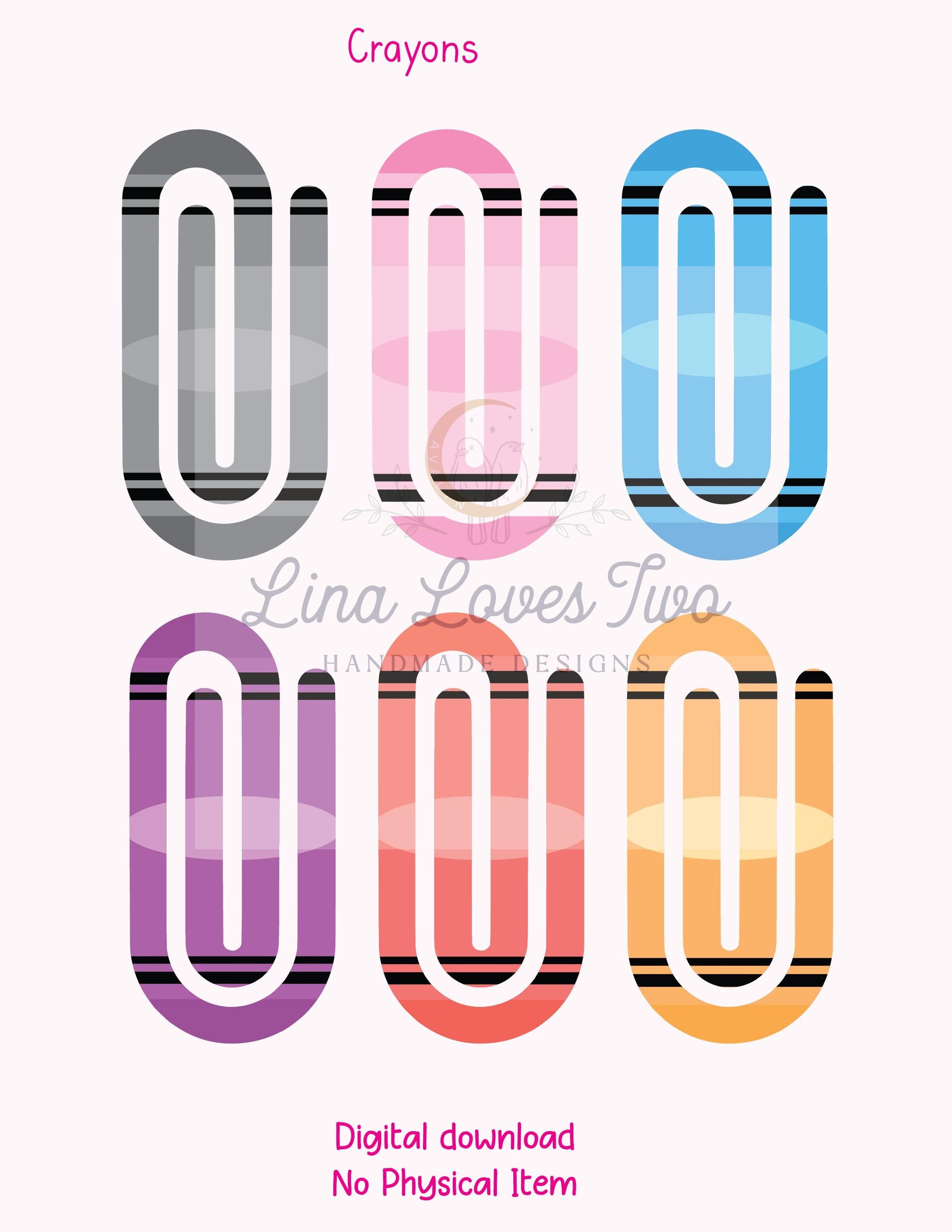 Crayon Jumbo Paperclip PNG – Sublimation Clipart | Crayon Jumbo Paperclip Sublimation | Crayon Theme Sublimation Paperclips | Crayon Clips