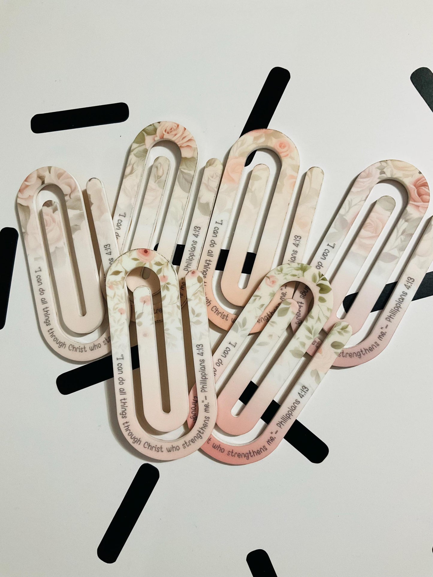 Pink Roses Scripture Jumbo Paperclip PNG: Christian Sublimation (Digital Download)
