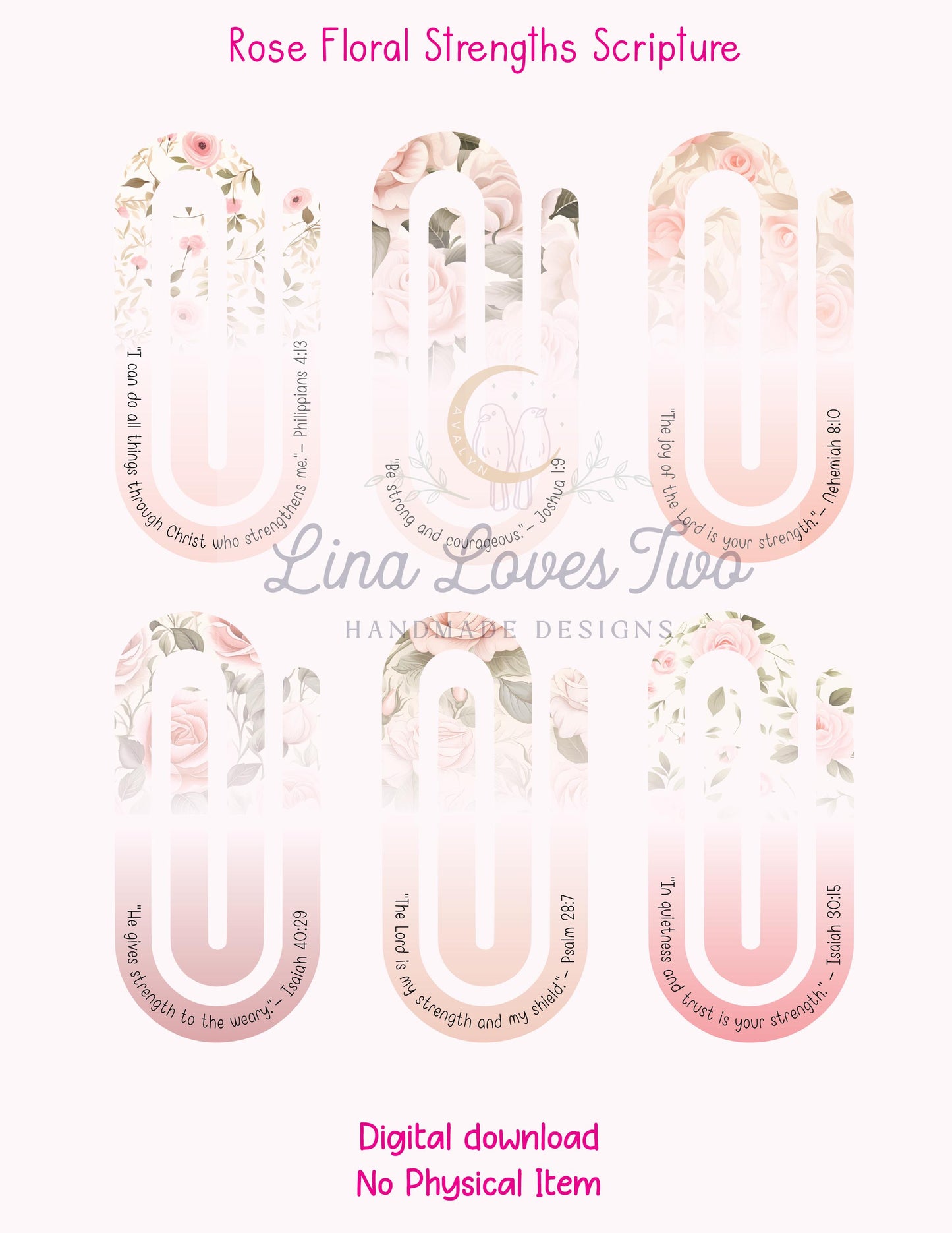 Pink Roses Scripture Jumbo Paperclip PNG: Christian Sublimation (Digital Download)