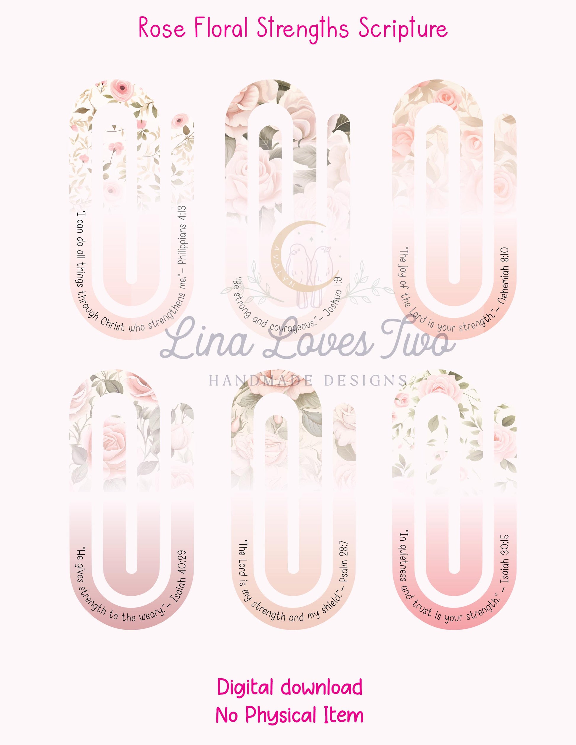 Pink Roses Scripture Jumbo Paperclip PNG: Christian Sublimation (Digital Download)