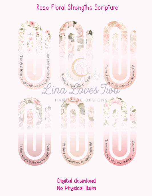 Pink Roses Scripture Jumbo Paperclip PNG: Christian Sublimation (Digital Download)