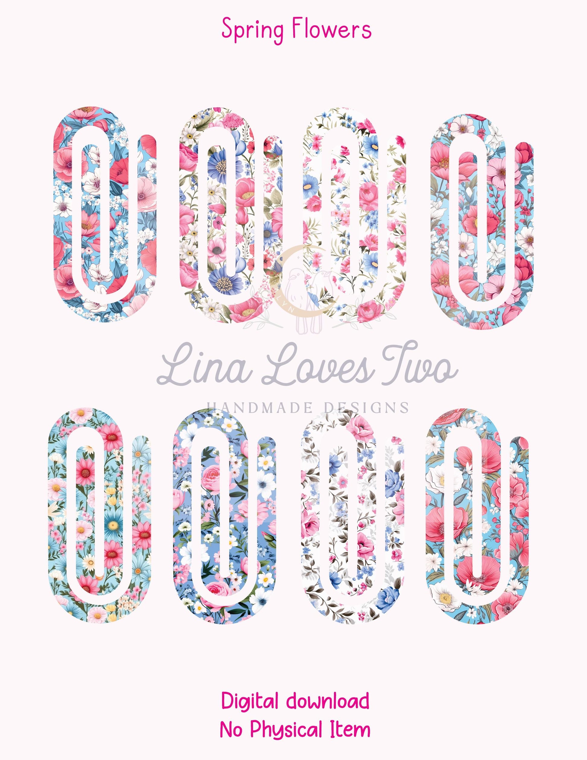 Floral Jumbo Paperclip PNG: Spring Flower Bouquet Sublimation (Digital Download)