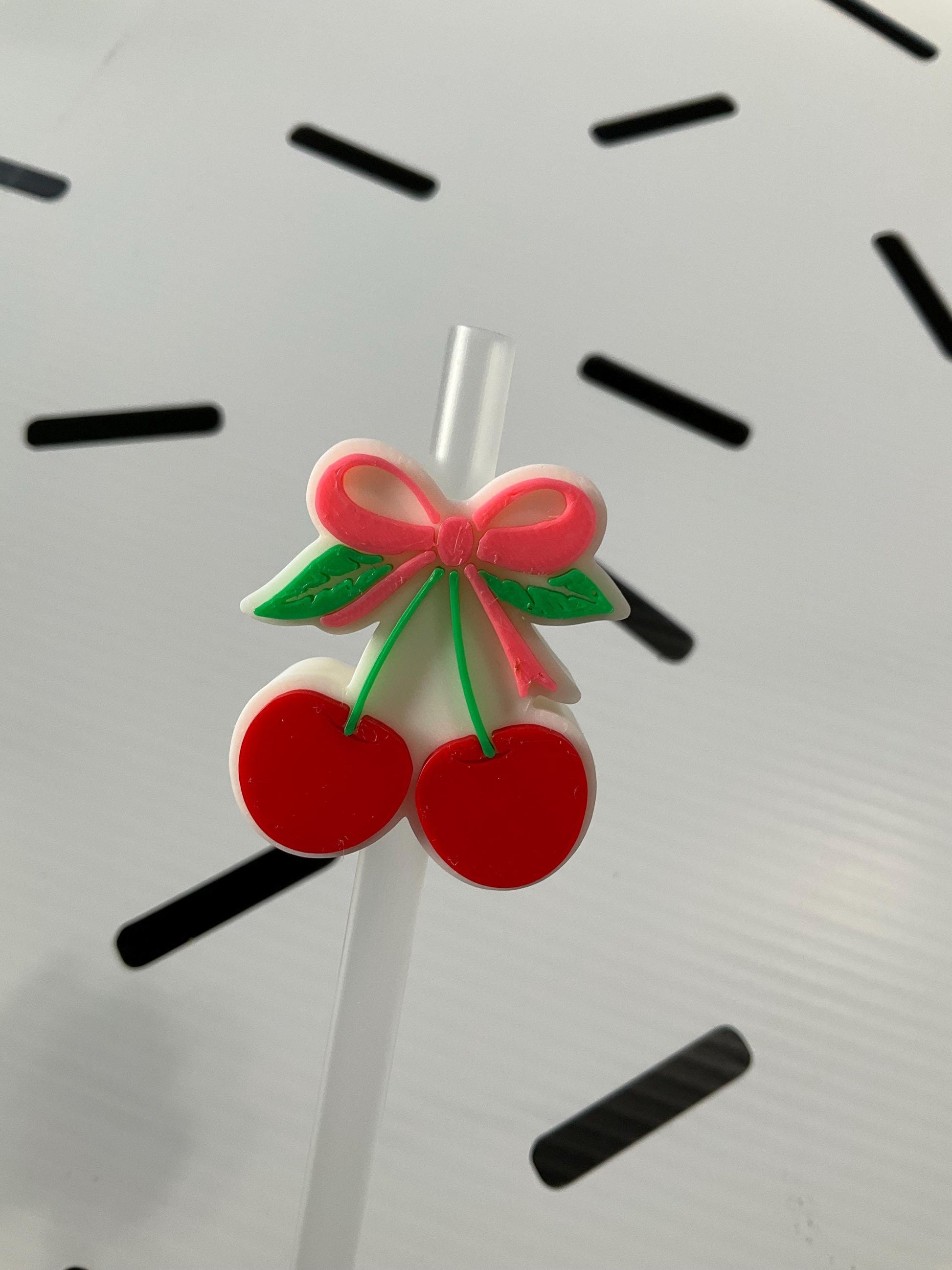 Coquette Cherries Straw Topper: 3D Printed Tumbler Charm