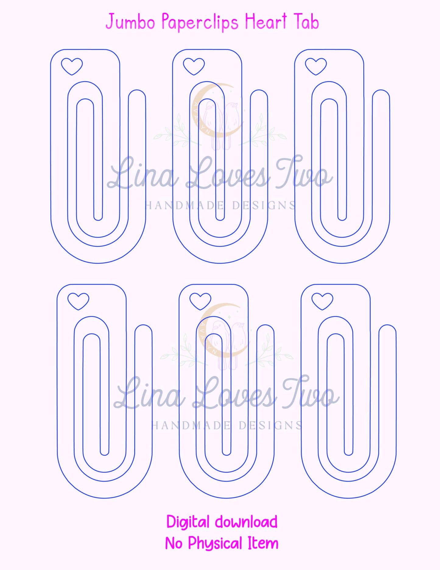 Jumbo Paperclip Heart Bookmark SVG Template: Laser & Vinyl Cut File (Digital File)