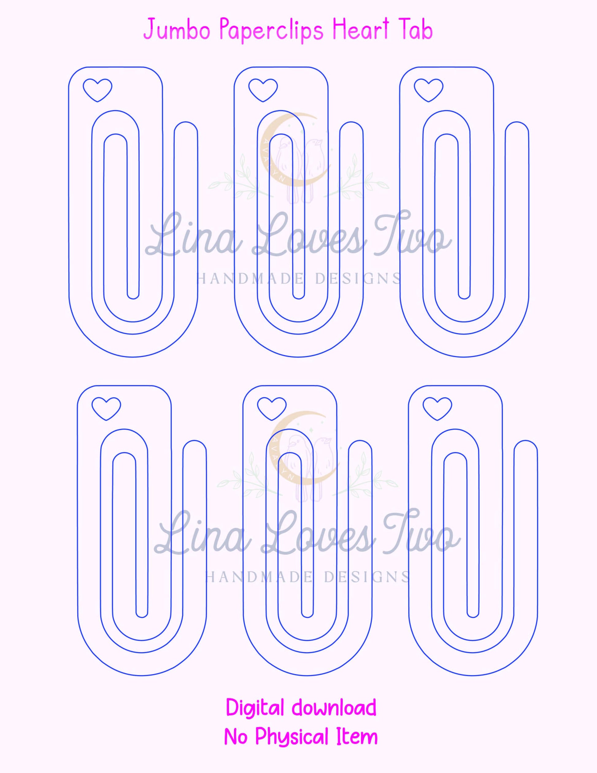 Jumbo Paperclip Heart Bookmark SVG Template: Laser & Vinyl Cut File (Digital File)