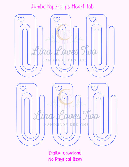 Jumbo Paperclip Heart Bookmark SVG Template: Laser & Vinyl Cut File (Digital File)