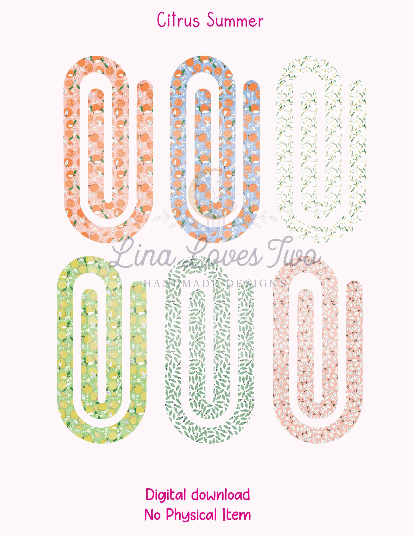 Citrus Paperclip PNG: Summer Fruit Clipart (Digital Download)