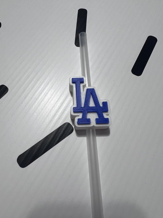 LA Logo Straw Topper: Baseball Fan Cup Charm
