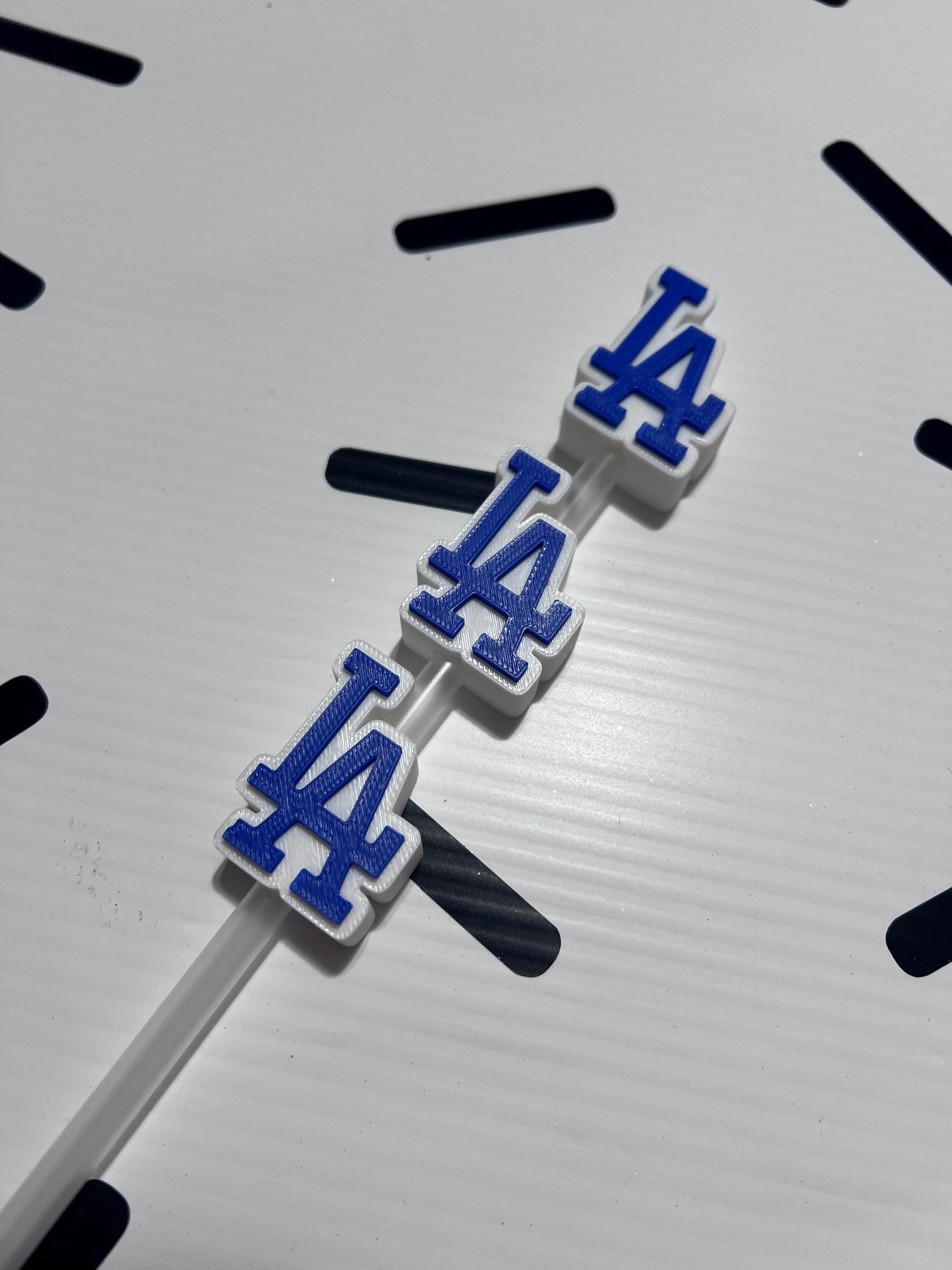 LA Logo Straw Topper: Baseball Fan Cup Charm