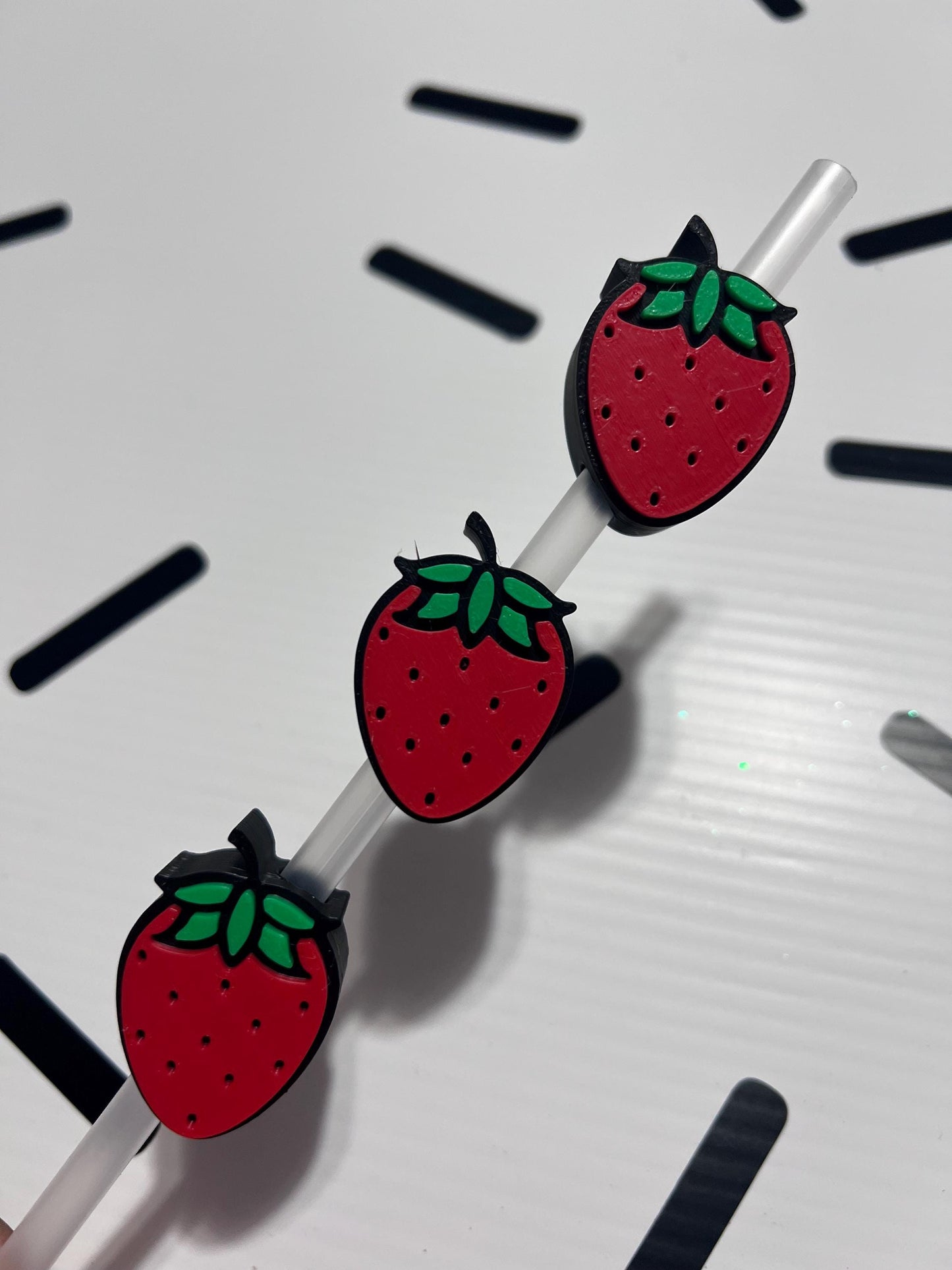3D Printed Strawberry Straw Topper: Kawaii Tumbler Accessory