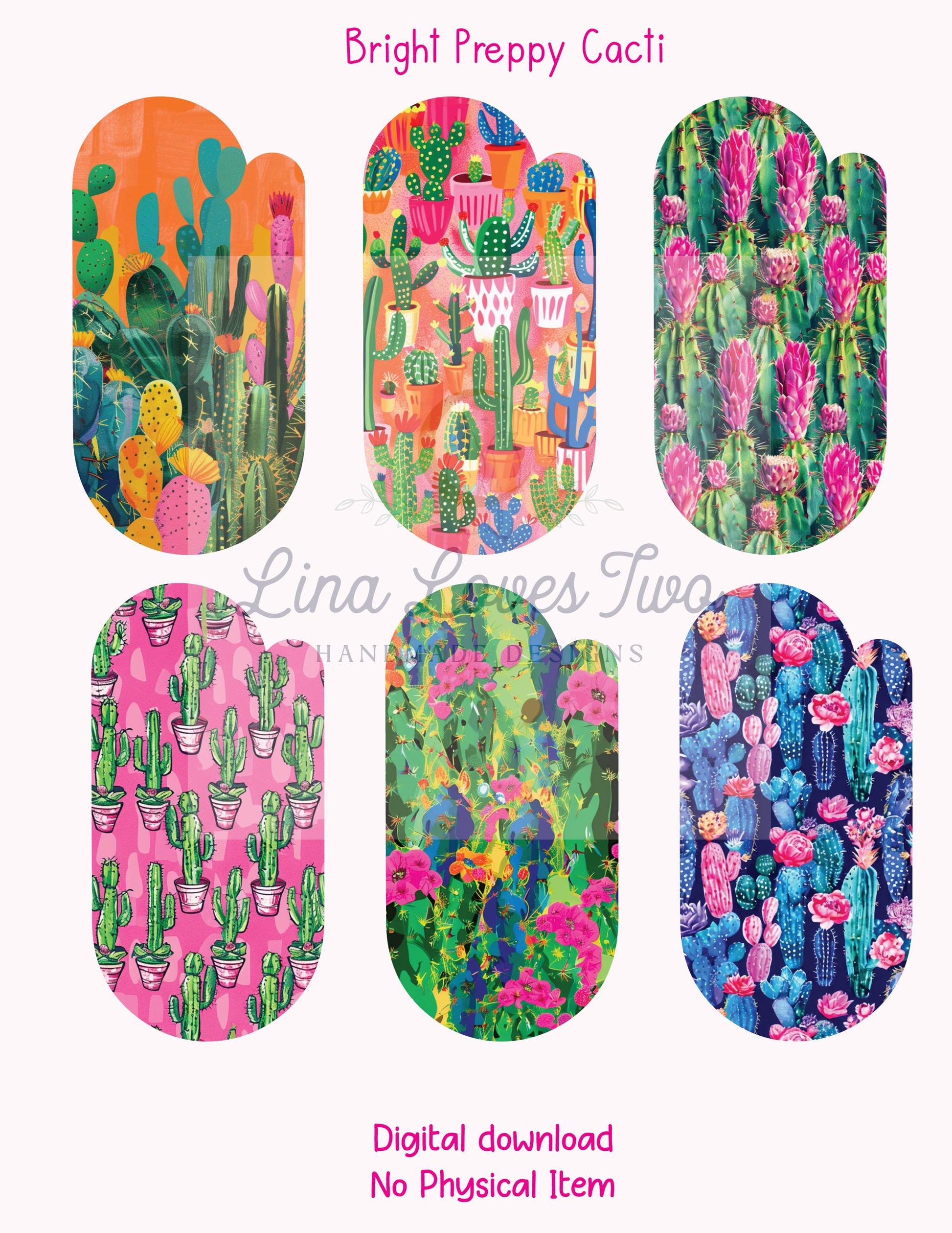Preppy Cacti Jumbo Paperclip PNG: Sublimation Clipart (Digital Download)
