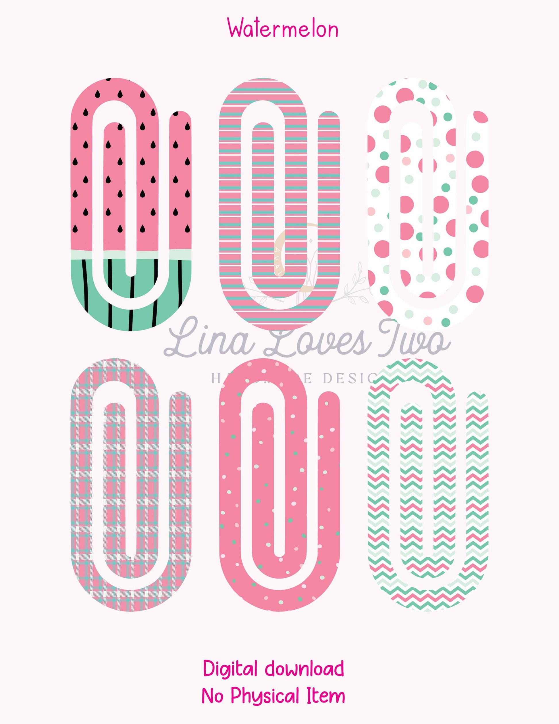 Watermelon Paperclip PNG: Jumbo Sublimation Clipart (Digital Download)