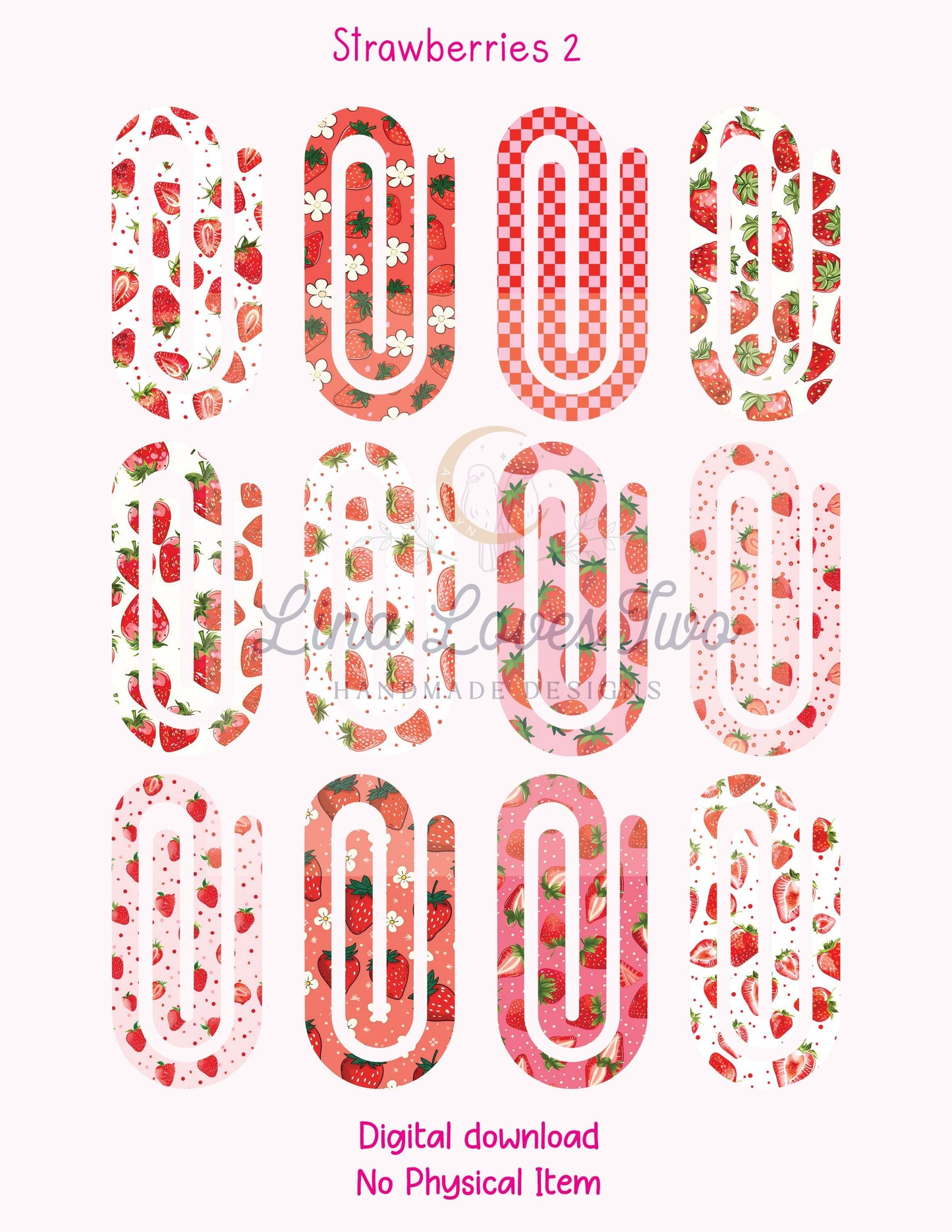 Strawberry Jumbo Paperclip PNG: Sublimation Clipart (Digital Download)