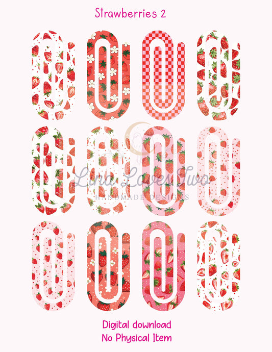 Strawberry Jumbo Paperclip PNG: Sublimation Clipart (Digital Download)