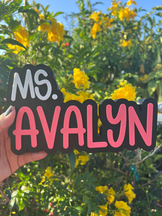 Personalized 3D Teacher Desk Name Sign: Custom Classroom Decor