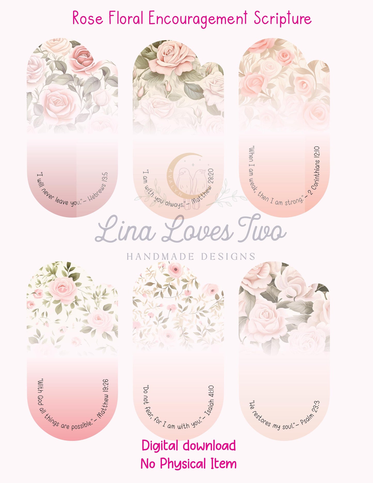 Pink Roses Scripture Jumbo Paperclip PNG: Christian Encouragement (Digital Download)