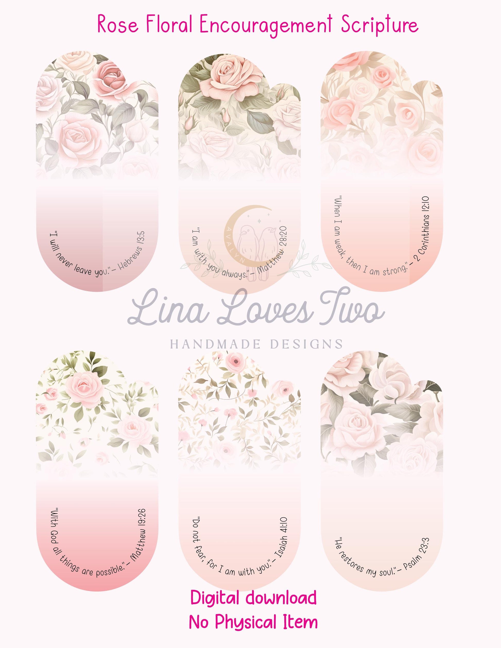 Pink Roses Scripture Jumbo Paperclip PNG: Christian Encouragement (Digital Download)
