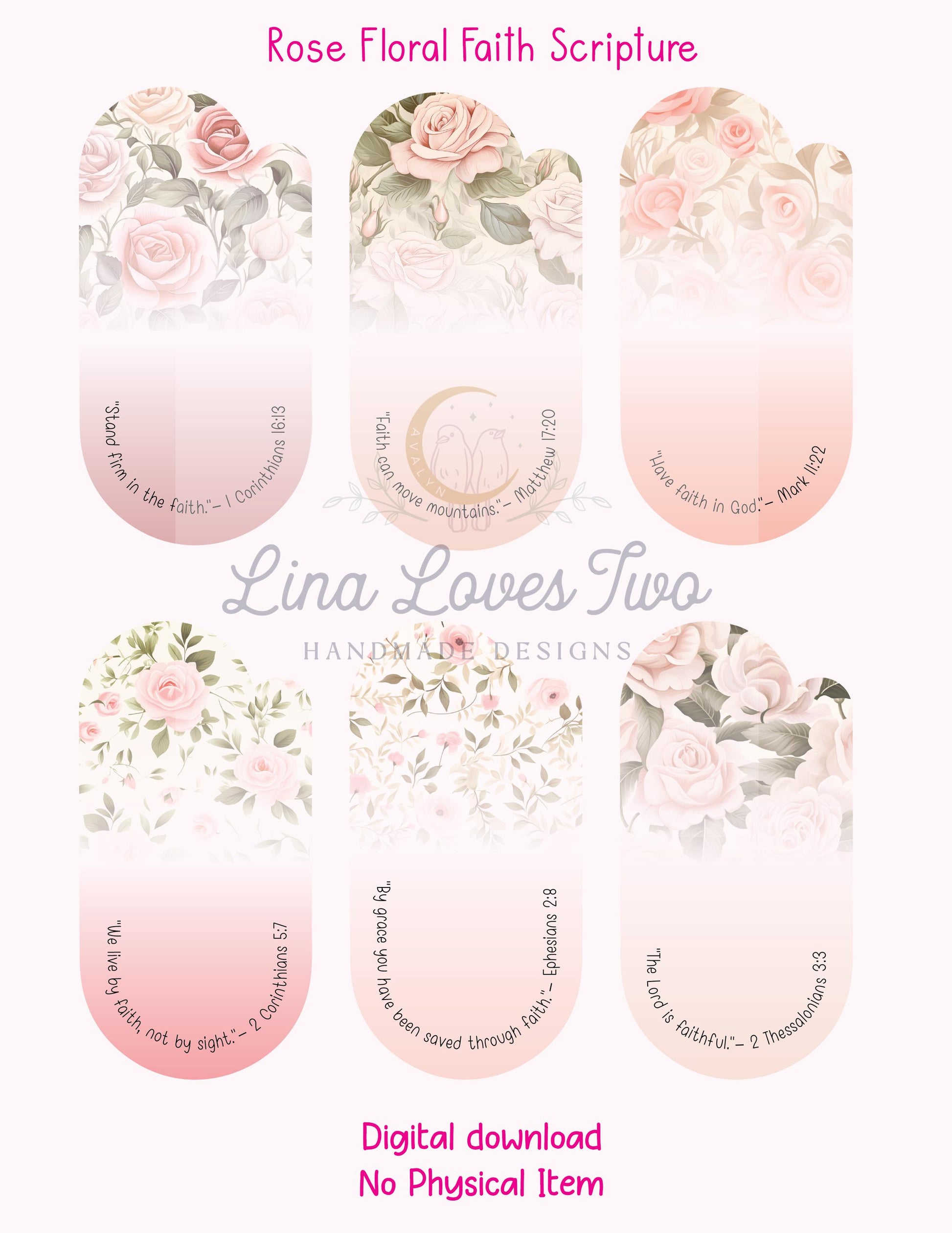 Pink Roses Scripture Jumbo Paperclip PNG: Christian Sublimation (Digital Download)